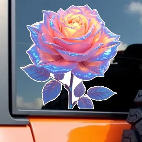 ZUKHL Vibrant Deep Red Rose Vinyl Sticker, 5.9'', 2pcs (2BZ258)