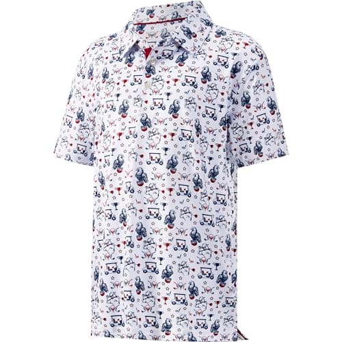 Nucltck Boys Golf Shirts Short Sleeve Printed Youth Kids Performance Polo