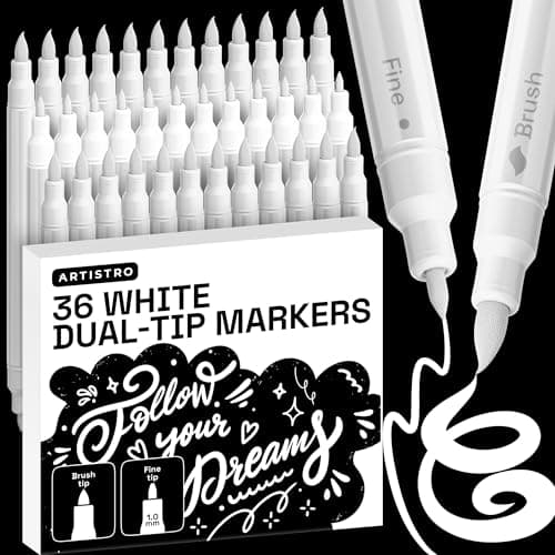 ARTISTRO 36 White Dual-Tip Acrylic Paint Marker Pens for Drawing