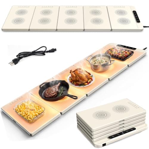 Electric Warming Tray 43.7"x15",5-in1 Food Warming Shatterproof Alloy Panel