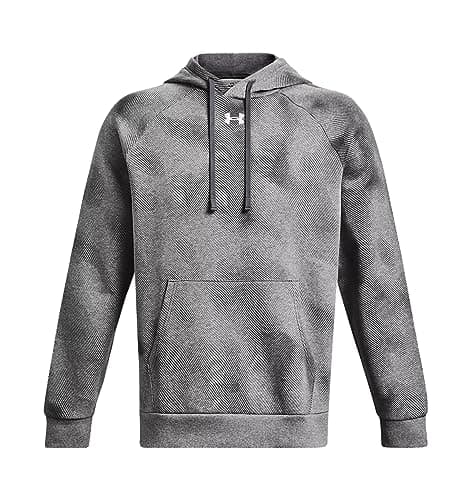 Under Armour mens Rival Fleece Printed Hoodie, (025) Castlerock Light Heather / / White, Small