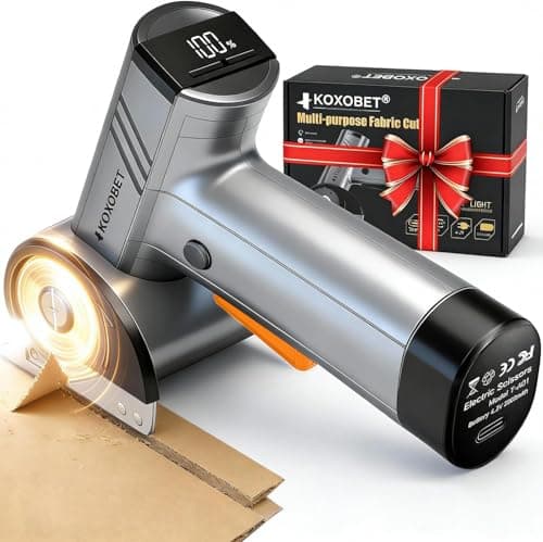 2026 Upgrade 4.2V Cordless Cutting Tool, Cardboard Cutter with LED Display, Brushless Motor, Tungsten Steel 2 Blades, Electric Chop Saw for Fabric, Cardboard, Leather, Carpet-Orange Flush Cut Trim Saw