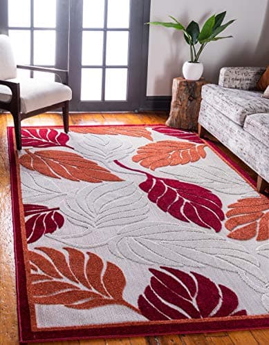 Unique Loom Outdoor Botanical Collection Area Rug - Augusta (6' x 9' Rectangle, Terracotta/ Red)