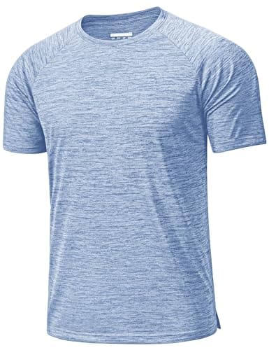 TACVASEN Mens Workout T-Shirts Short Sleeve Shirts Moisture Wicking Athletic Tshirt Crew Neck Gym Tops for Men Light Blue