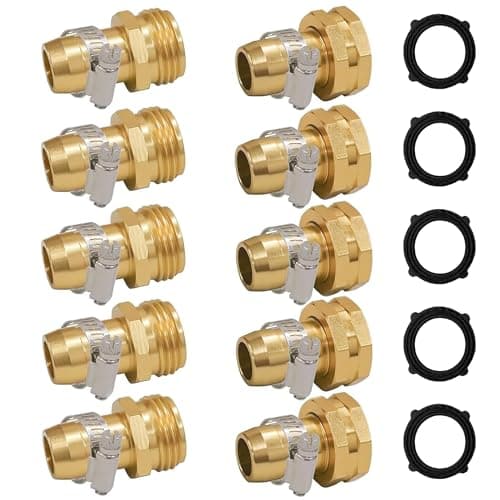 Hourleey Garden Hose Repair Connector with Clamps, Fit for 3/4" or 5/8" Garden Hose Fitting, Male and Female Hose Adapter Water Hose Repair Kit, 5 Set
