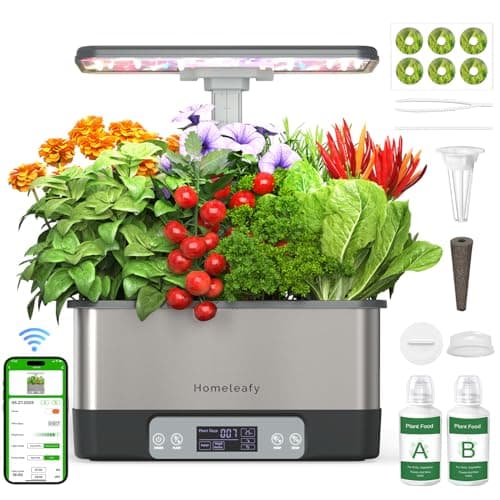 Homeleafy Hydroponics Growing System Kit, 8 Pods Smart Indoor Herb Garden with WiFi App Control, Seeds Pod Kit,LED Grow Light,Stainless Steel Herbs Planter for Lettuce,Basil,Gardening Gifts