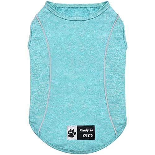 KYEESE Reflective Dog Shirt, Lightweight Sun Protection Dog T Shirts for Small Dogs Boy, Breathable Sleeveless Pet Tank Top Summer Dogs Clothes for Night Walking Outdoor, Lake Blue, L