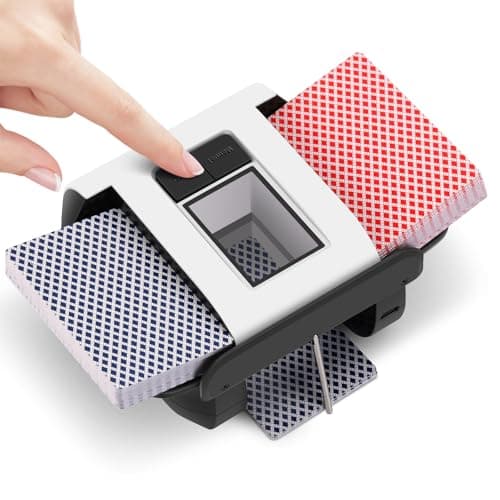 Automatic Card Shuffler 1-2 Deck Electric Shuffling Machine, AUTO & Manual Mode, Portable Shuffler Low Noise with 2000mAh Rechargeable Battery for UNO, Poker, Mahjong, Bridge, Spades, Rummy, Casino
