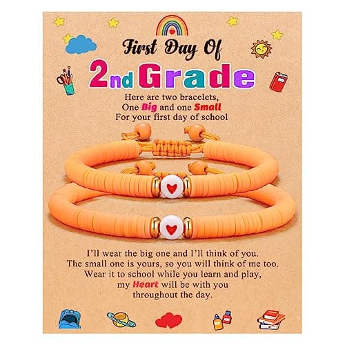 UPROMI First Day of Second 2nd Grade Bracelet Gift, Back to School Bracelet Mommy and Me Mom Mother Daughter Bracelets First Day of Back to School Stuff Gifts
