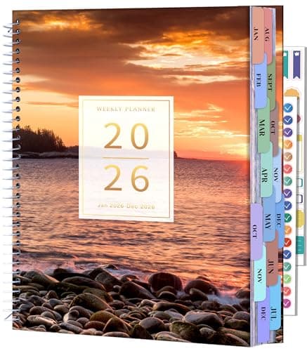 CAGIE 2026 planner Weekly and Monthly Jan 2026-Dec 2026 Hardcover Hourly Daily Planners for Women 26 Calendar Planner with Stickers Spiral Bound Yearly Agenda, 8.5 x 11