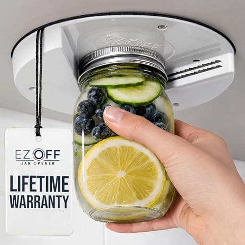 EZ Off Jar Opener for Seniors - Under Cabinet Jar Openers for Weak Hands, Easy Grip, Arthritis jar opener, One Handed Gadgets & Bottle Opener - Essential Kitchen Gadgets for Home Assistance - White
