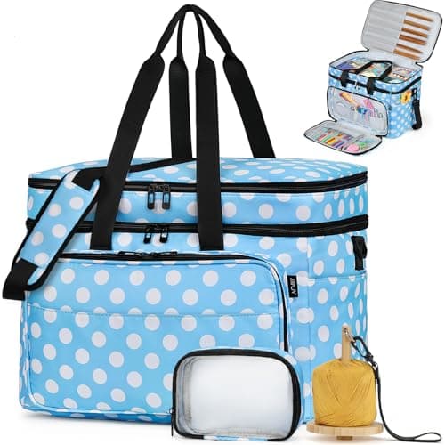 Crochet Organizer Bag with Yarn Holder, Large Yarn Storage for Accessories
