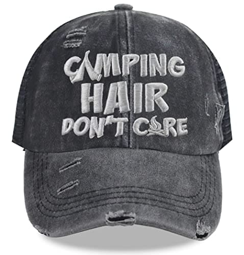 MANMESH HATT Camping Hair Don't Care Hat, Camp Accessories for Outdoor Sport, Vintage Washed Distressed Mesh Baseball Cap