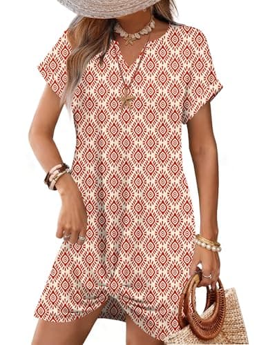 RUMIA Beach Cover Up V Neck Summer Dress Floral Orange Sunflower L