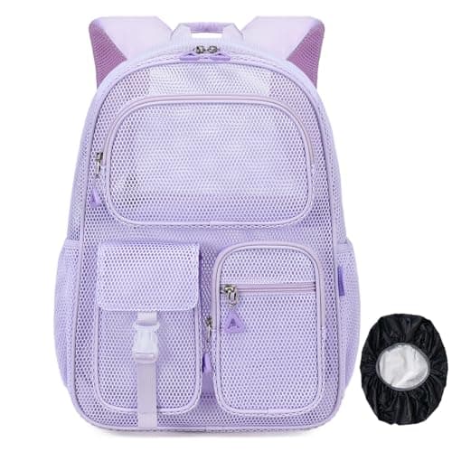 Cusangel Clear backpack for men women (Purple Mesh Backpack)