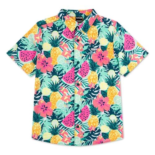 Hurley Woven Button Down Shirt, Multi Fruit, L