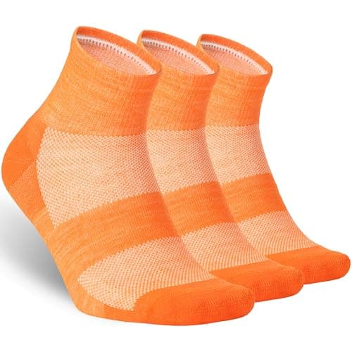 RTZAT 3 Pairs 90% Merino Wool Ankle Socks for Men Women Business Orange S