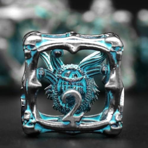 Beholder Dice Set DND, Dragon Eye Dice, ZHOORQI 7PC/Set Polyhedral Dices for Dungeons and Dragons, RPG, Eye Monster DND Gifts（Eye -Retro Blue）