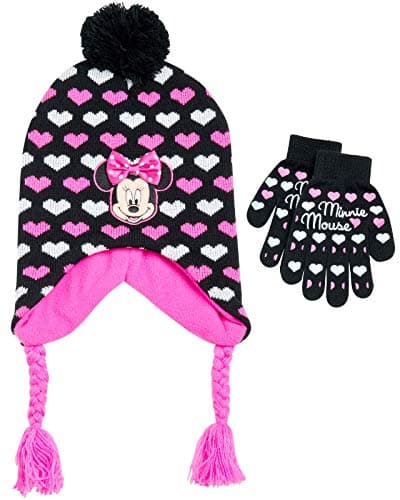 Disney Girls Minnie Mouse Winter Hat and Mitten or, Size Age 4-7, Grey