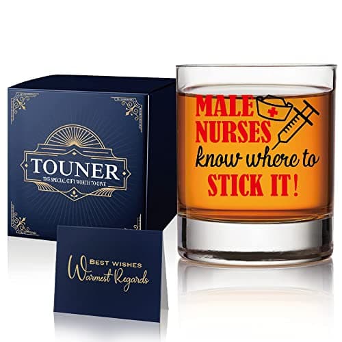 TOUNER Male Nurses Know Whiskey Glasses, Male Nurse Whiskey Glass, Nurses' Day Appreciation Retirement Gifts for Men Doctor Nursing Staff Coworker Boss