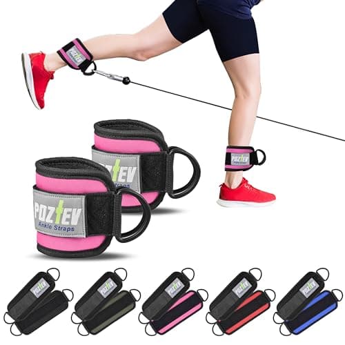 Ankle Straps for Cable Machine (PAIR) – Adjustable Padded Cuff Leg Straps Attachment, Ideal for Glute Workouts Leg Training Kickbacks Hip Abductors Booty Building & Lower Body Fitness (Pink)
