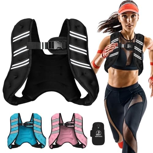 Weighted Vest for Women Men, 6lb/8lb/12lb/16lb/20lb/25lb/30lb Adjustable Weight Vest with Reflective Stripes for Workout, Strength Training, Running, Fitness, Muscle Building, Weight Loss, Rucking Vest With Phone Pouch (Black, 8lb)