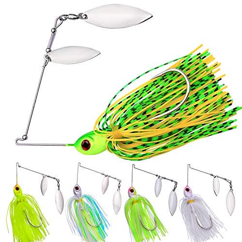 Spinnerbait Fishing Lure, Hard Metal Jig Spinner Baits Kits Swimbait for Bass Trout Pike Salmon Walleye Freshwater Saltwater 0.35oz