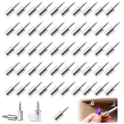 50 Pcs Self Tapping Screws Cabinet Laminate Support, Shelf Pins with Non-Slip Sleeve, Fixed Support Self-Tapping Cross Screw, Cabinet Shelf Pegs for Kitchen Utensils, Bookcases and Wardrobes