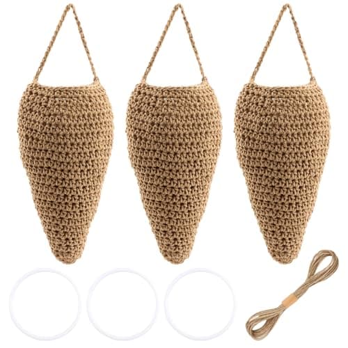 3 Pack Large Crochet Wasp Nest Decoys, 14.2inch