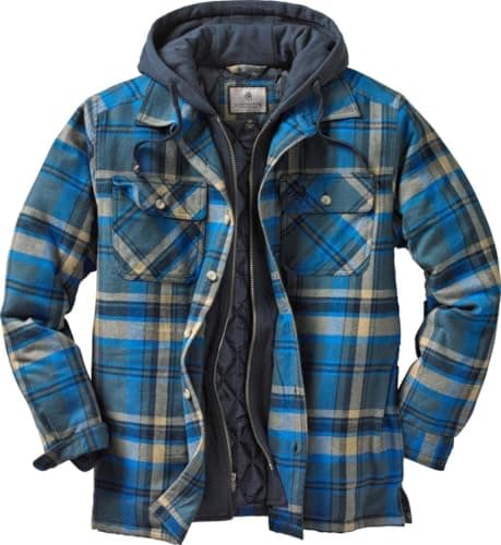Legendary Whitetails Men's Maplewood Hooded Shirt Jacket Slate Hatchet Plaid 3XLT
