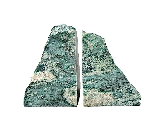 AMOYSTONE Green Mica Stone Bookends for Home Kitchen Shelf Decor
