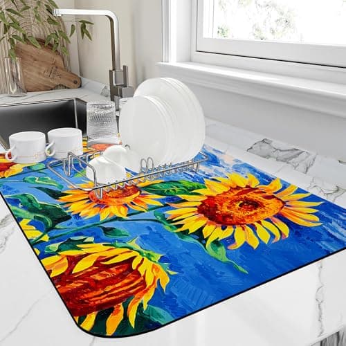 Dish Drying Mat for Kitchen Counter Absorbent Dish Coffee Mat 12"X19"