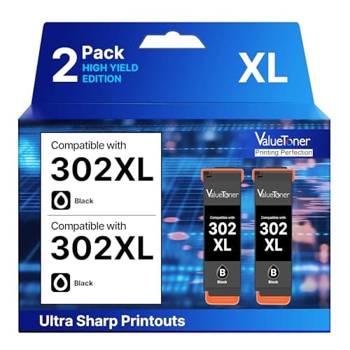 Compatible with 302XL 302 Ink Cartridges Multipack Remanufactured for Epson 302XL Ink Cartridges Combo Pack to use with Expression Premium XP-6100 XP6100 XP-6000 XP6000 Printer (Black, 2 Pack)
