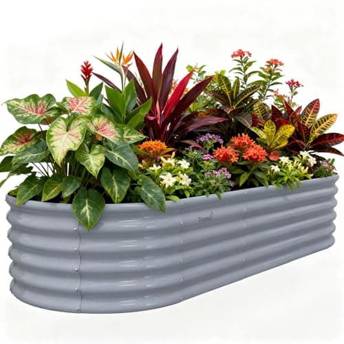 Tramull Galvanized Raised Garden Bed, 8x3x1.5ft Oval Metal Planter Box