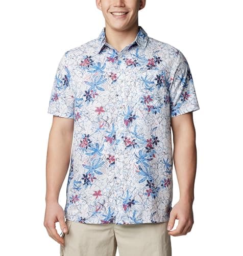 Columbia Men's Super Slack Tide Camp Shirt, White Palmeria, 6X
