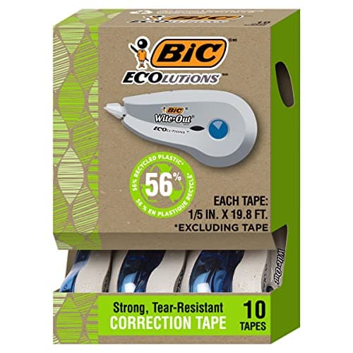 BIC Ecolutions Wite-Out Brand Correction Tape, 19.8 Feet, 10-Count Pack