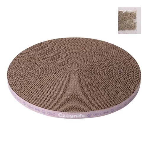 10 Inch Round Cat Scratcher Pad - 3/5 Inch Thick Compressed Cardboard Refill for Indoor Cats, Standalone Scratching Board to Protect Home Furniture & Satisfy Feline Scratching Instinct (1 PCS)