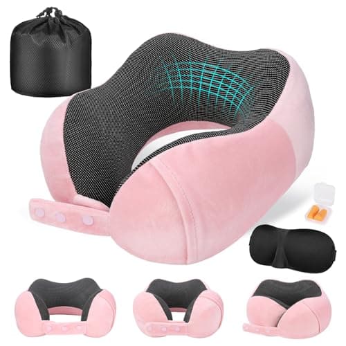 Cirorld Neck Pillow for Traveling, Travel Pillows for Airplanes Pink