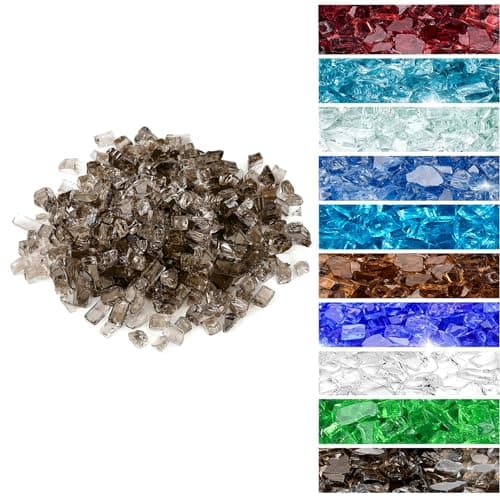 Onlyfire 10 lbs Fire Glass for Propane Fire Pit, 1/4-Inch High Luster Fireplace Glass Rocks for Fire Pit Table, Bronze