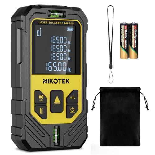 Laser Measure, NIKOTEK Laser Distance Meter with 2 Bubble Levels and LCD Backlit, for Pythagorean Mode, Measuring Distance, Area, Volume