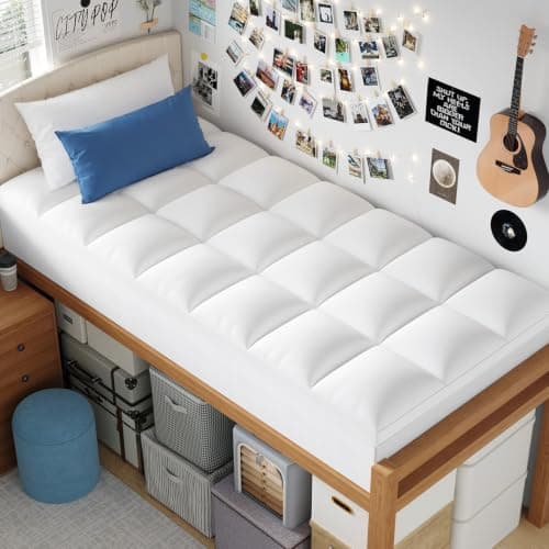 ELEMUSE Twin XL Mattress Topper for College Dorm, Thick Pillow Top Bed Pad