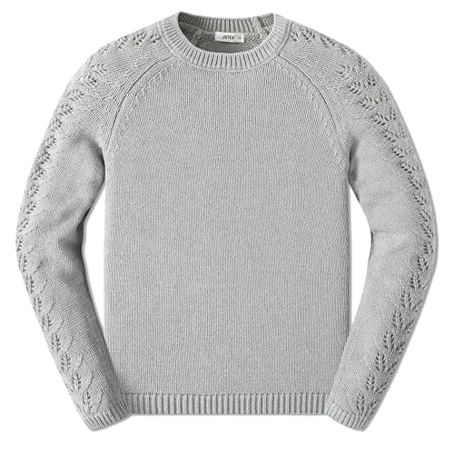 JSTEX Girls Sweaters Casual Kids Pullover Sweater Lace Knit Top Grey