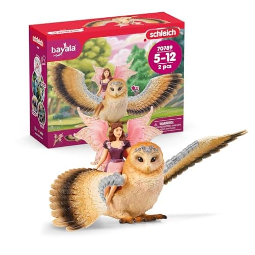 Schleich Bayala - 4Pc Fairy in Flight on Glam Owl Set - Kids Ages 5+ | 70789