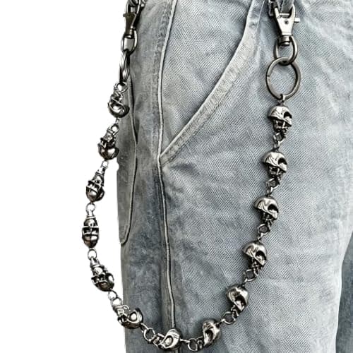 PINKPIN Skull Pants Chains Jeans Chain, Gothic Punk Wallet Chain, Heavy Duty Biker Waist Chain, Unisex Edgy Streetwear Chain