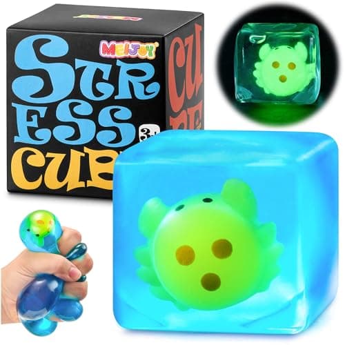 Stress Cube Squishy Fidget Toys Kids Adults - Glow in The Dark Crab Squish Toy Sensory Toys for Kids with Autism Stress Balls for Kids Squeeze Toys for Anxiety Stress Relief Easter Basket Stuffers