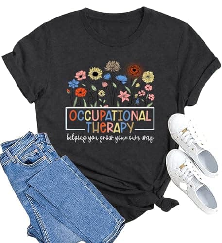 MAIHUN Occupational Therapy Shirt for Women Occupational Therapist Tshirt OT Month Gift Tee Top Grey