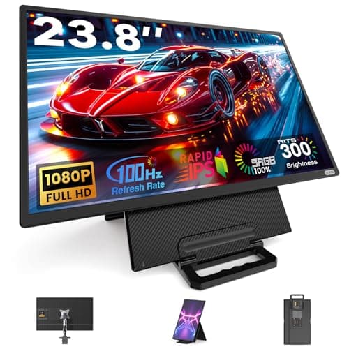 24" Large Portable Monitor Laptop Screen Extender 1080P FHD 100HZ IPS, Travel Monitor for Work Home Gaming, Landscape & Portrait Display, Compatible with Wins/Mac/Linux & MINI PC/PS5/Smart Phone