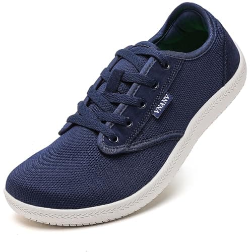 VNANV Men's Barefoot Shoes Wide Toe Box | Minimalist Zero Drop Sneakers for Walking & Gym | Breathable Mesh Cross Training Footwear | Lightweight Natural Feel for Balance & Posture(B-Blue/White,11.5)