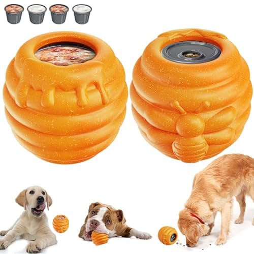 Durable Dog Toys 2 pack, Large Size Fillable Dog Treat Dispenser 3.9“x 4.1"