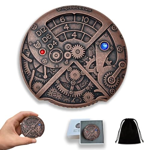 UD Unique Roulette Dice Mechanical Dice Spinner DND Steampunk Metal Dragons D and D Dice Set with TRPG DND Dice 7-in-1 Spinner Metal D&D Dice Set Role Playing Games Players DM Game Masters